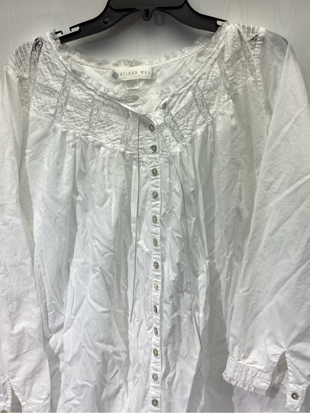 Eileen West Cotton Ballet Nightgown All Cotton Lace Ribbons Size M Breezy Summer - Picture 2 of 11